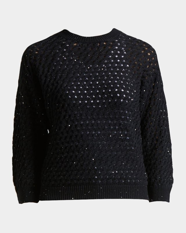Crewneck Open-Knit Sweater